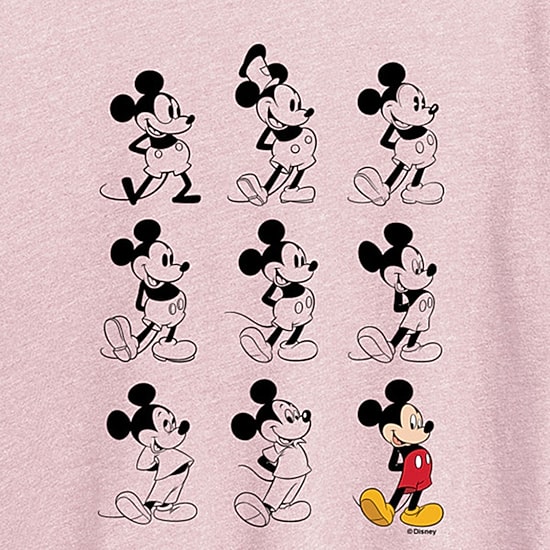 Evolution Womens Crew Neck Short Sleeve Regular Fit Mickey Mouse Graphic T-Shirt