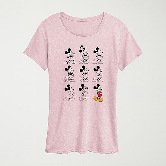 Evolution Womens Crew Neck Short Sleeve Regular Fit Mickey Mouse Graphic T-Shirt