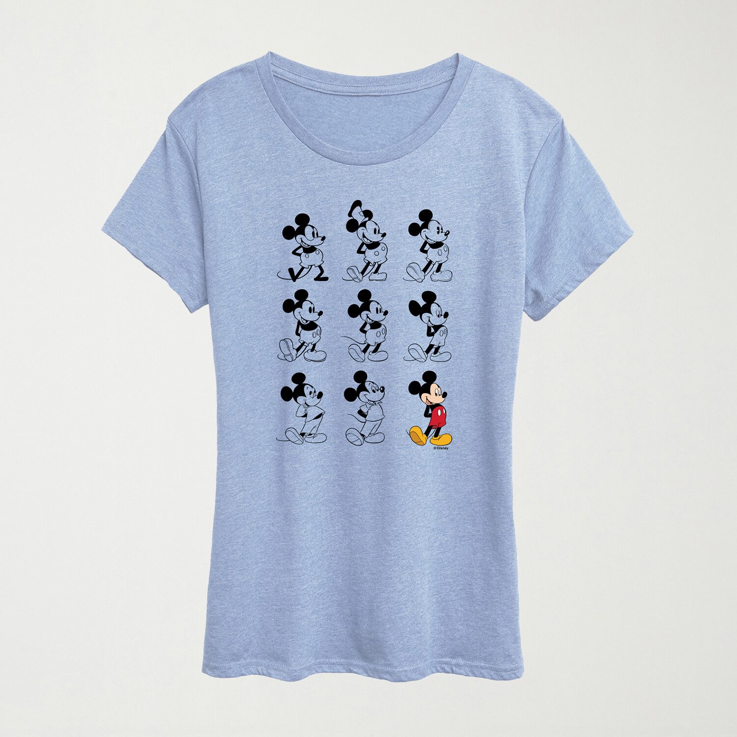 Evolution Womens Crew Neck Short Sleeve Regular Fit Mickey Mouse Graphic T-Shirt