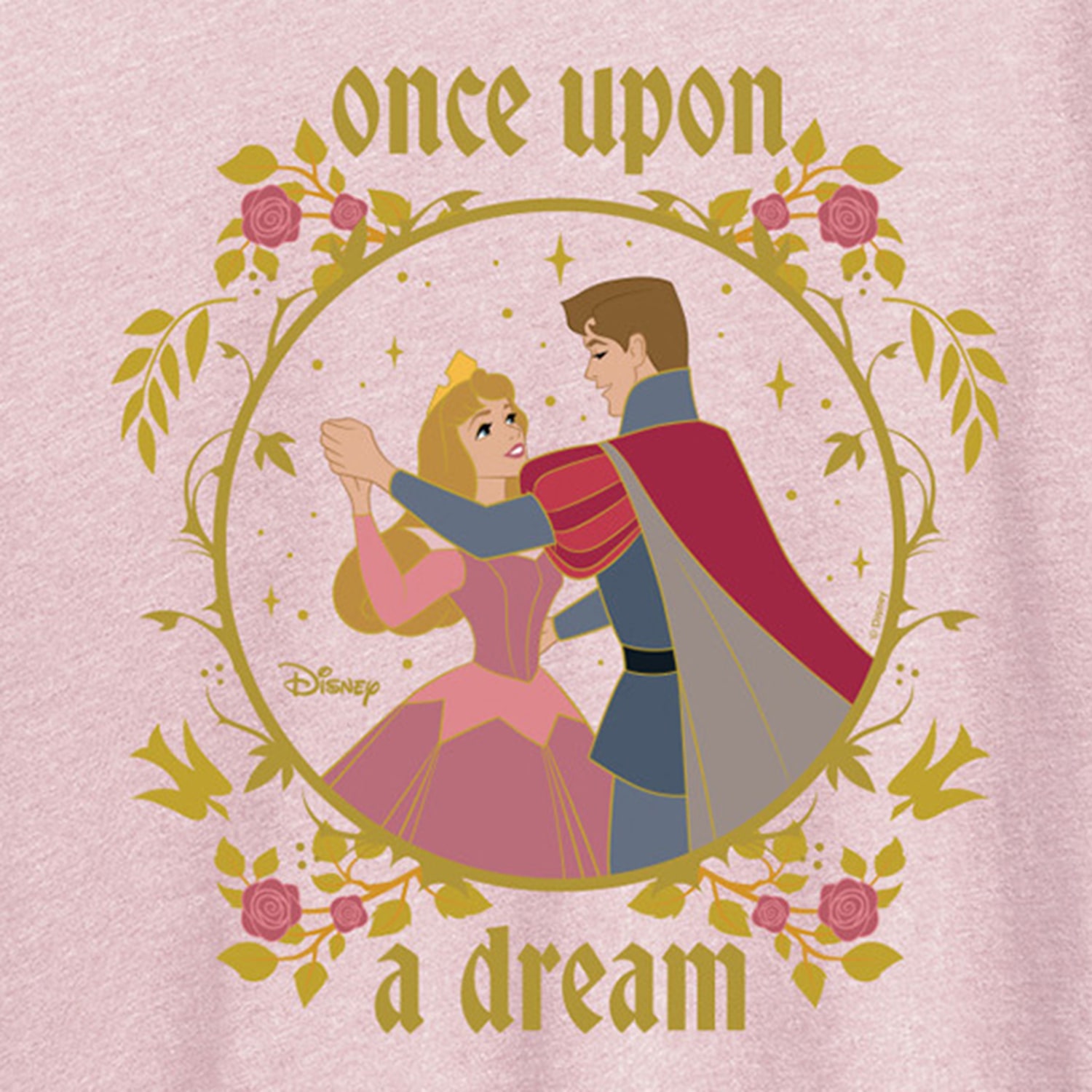Once Upon A Dream Womens Crew Neck Short Sleeve Regular Fit Princess Sleeping Beauty Graphic T-Shirt
