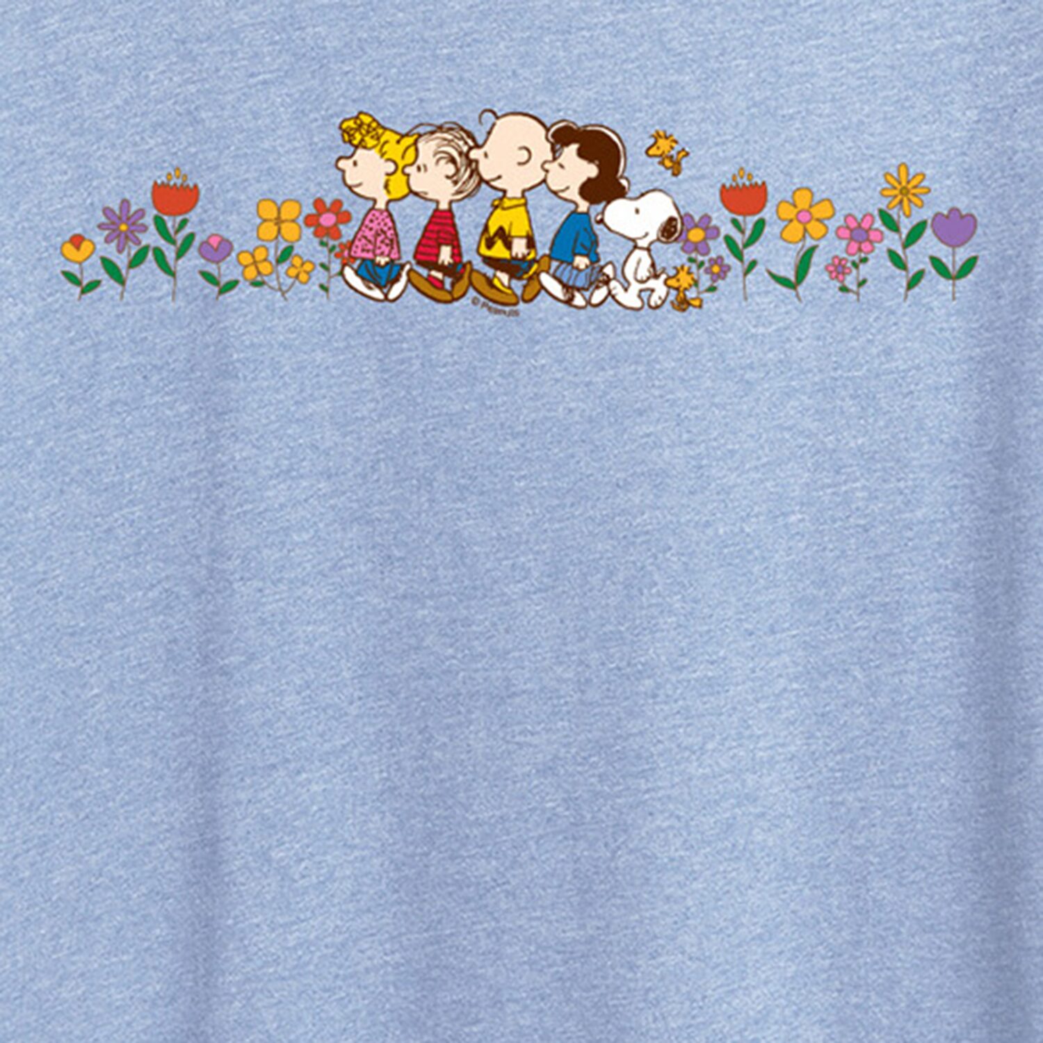 Flowers Womens Crew Neck Short Sleeve Regular Fit Peanuts Graphic T-Shirt