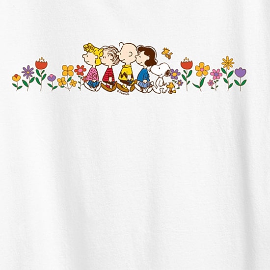 Flowers Womens Crew Neck Short Sleeve Regular Fit Peanuts Graphic T-Shirt