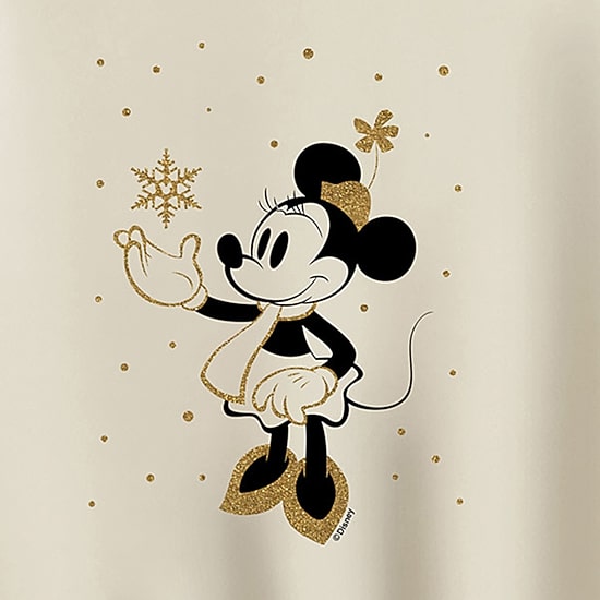 Winter Snowflake Womens Crew Neck Long Sleeve Minnie Mouse Pullover Sweater