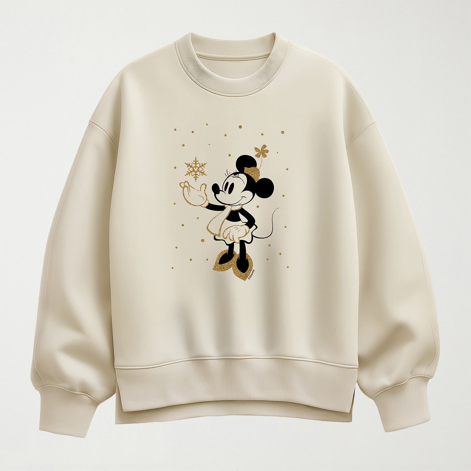 Winter Snowflake Womens Crew Neck Long Sleeve Minnie Mouse Pullover Sweater