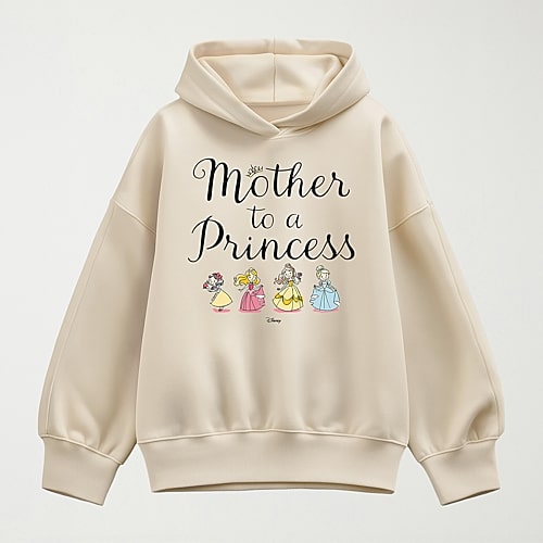 Hybrid Tees Mother To Princess Womens Crew Neck Short Sleeve Regular Fit Princess Graphic T-shirt In Beige