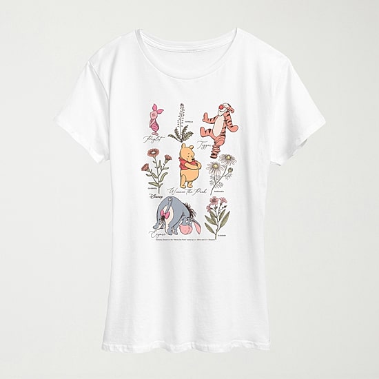 Friends Floral Womens Crew Neck Short Sleeve Regular Fit Winnie The Pooh Graphic T-Shirt