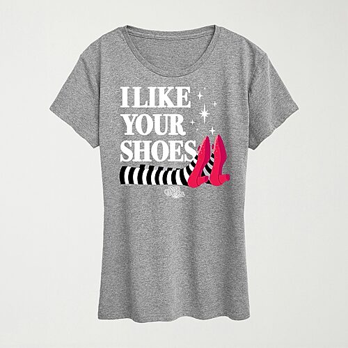 Hybrid Tees I Like Your Shoes Ruby Slippers Womens Crew Neck Short Sleeve Regular Fit The Wizard Of oz Graphic T In Gray