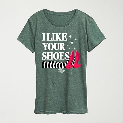 Hybrid Tees I Like Your Shoes Ruby Slippers Womens Crew Neck Short Sleeve Regular Fit The Wizard Of oz Graphic T In Green