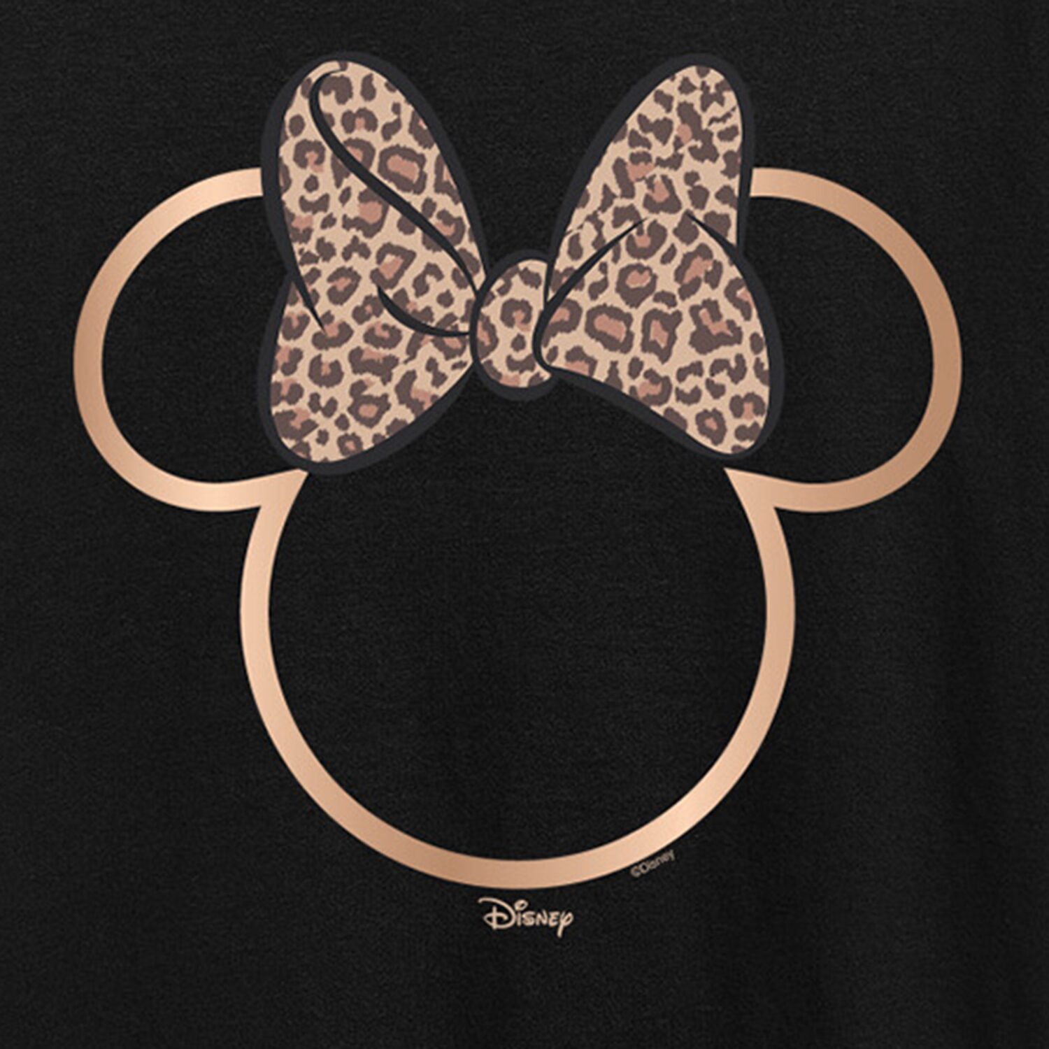 Leopard Print Womens Crew Neck Short Sleeve Regular Fit Minnie Mouse Graphic T-Shirt