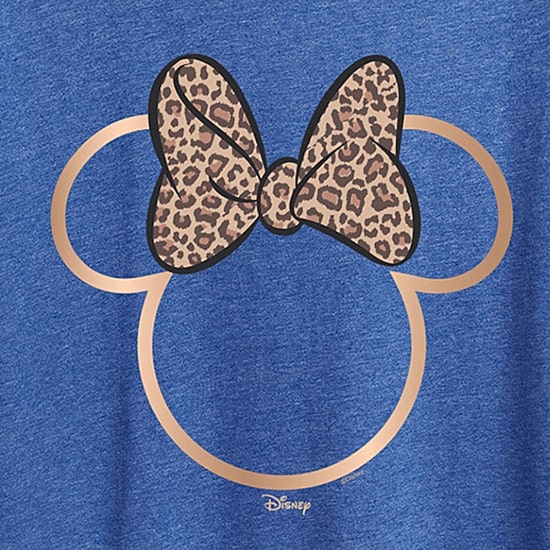 Leopard Print Womens Crew Neck Short Sleeve Regular Fit Minnie Mouse Graphic T-Shirt
