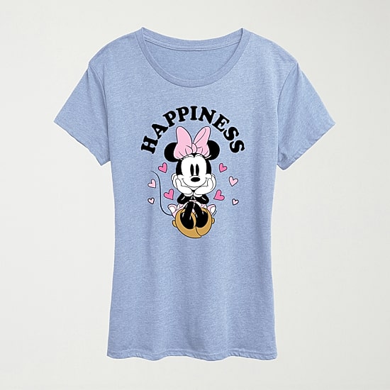 Happiness Womens Crew Neck Short Sleeve Regular Fit Minnie Mouse Graphic T-Shirt