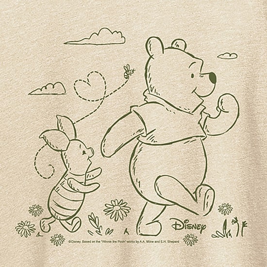 Piglet Stroll Womens Crew Neck Short Sleeve Regular Fit Piglet Winnie The Pooh Graphic T-Shirt