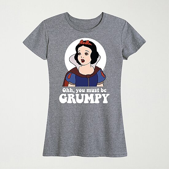You Must Be Grumpy Womens Crew Neck Short Sleeve Regular Fit Snow White Graphic T-Shirt