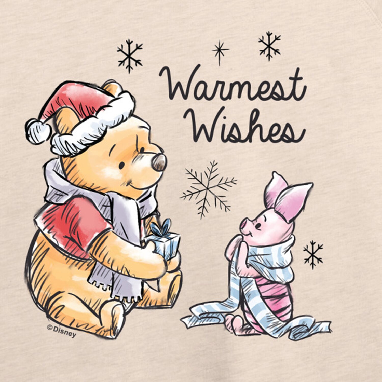Warmest Wishes Womens Crew Neck Long Sleeve Winnie The Pooh Piglet Pullover Sweater