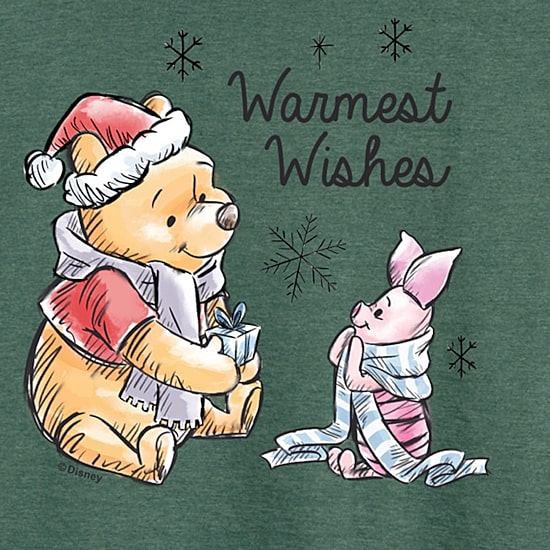 Warmest Wishes Womens Crew Neck Long Sleeve Winnie The Pooh Piglet Pullover Sweater