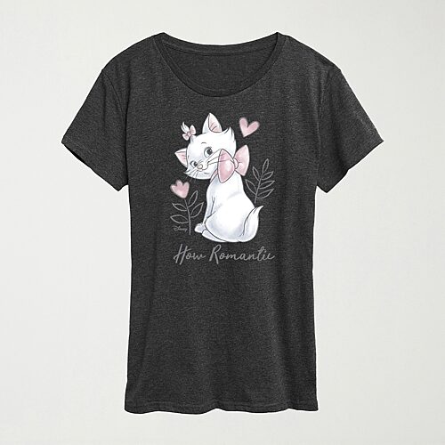 Hybrid Tees How Romantic Marie Womens Crew Neck Short Sleeve Regular Fit Marie The Aristocats Graphic T-shirt In Gray