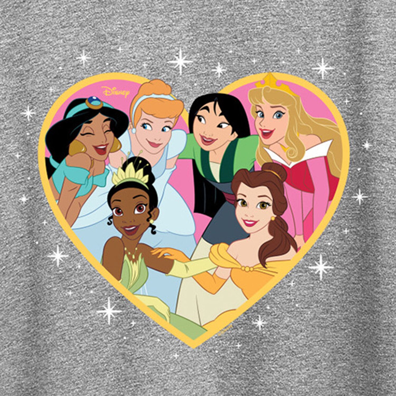 Princess Group Heart Womens Crew Neck Short Sleeve Regular Fit Graphic T-Shirt