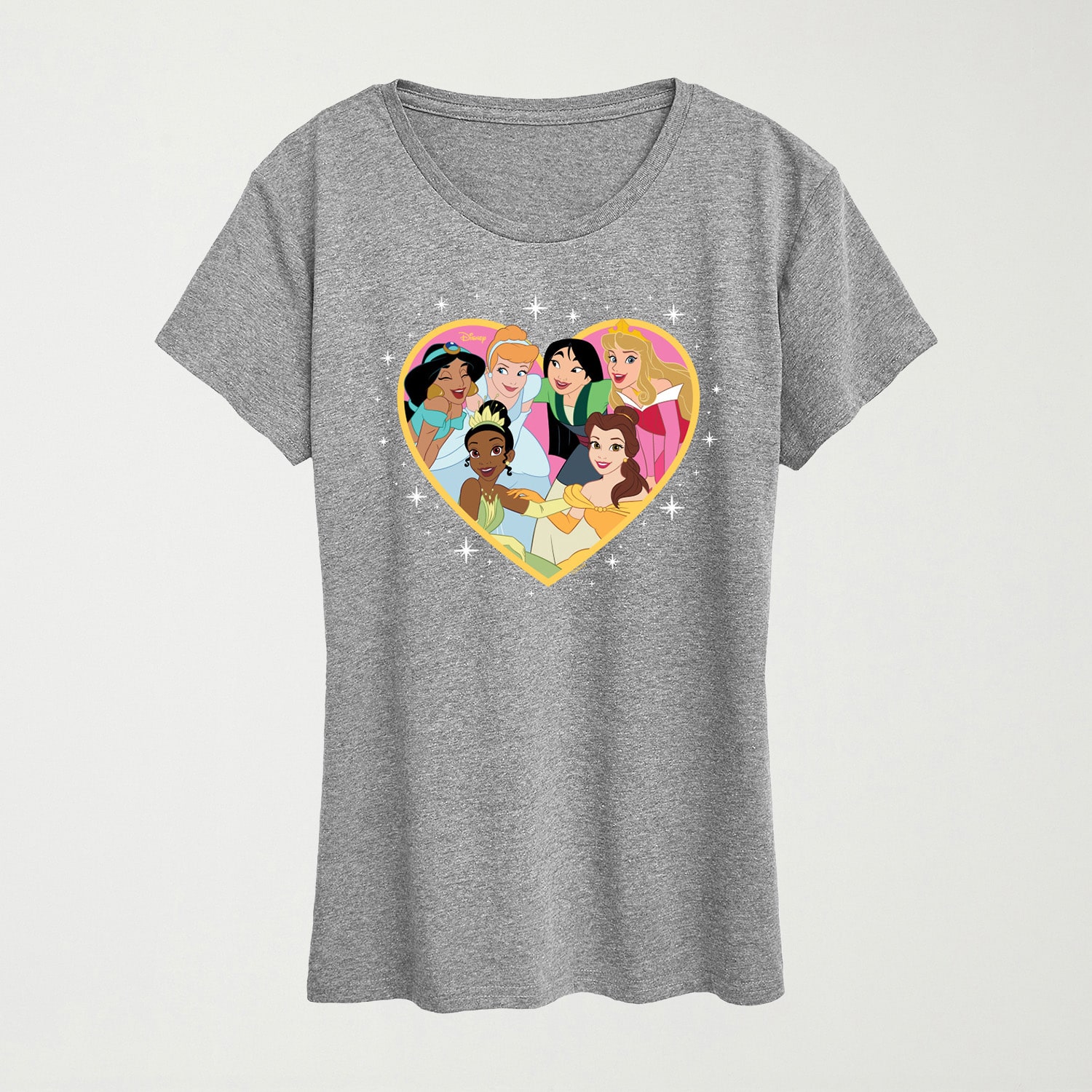 Princess Group Heart Womens Crew Neck Short Sleeve Regular Fit Graphic T-Shirt