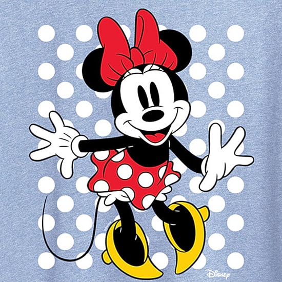 Dots Womens Crew Neck Short Sleeve Regular Fit Minnie Mouse Graphic T-Shirt