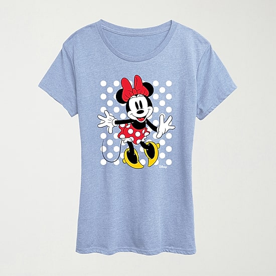 Dots Womens Crew Neck Short Sleeve Regular Fit Minnie Mouse Graphic T-Shirt
