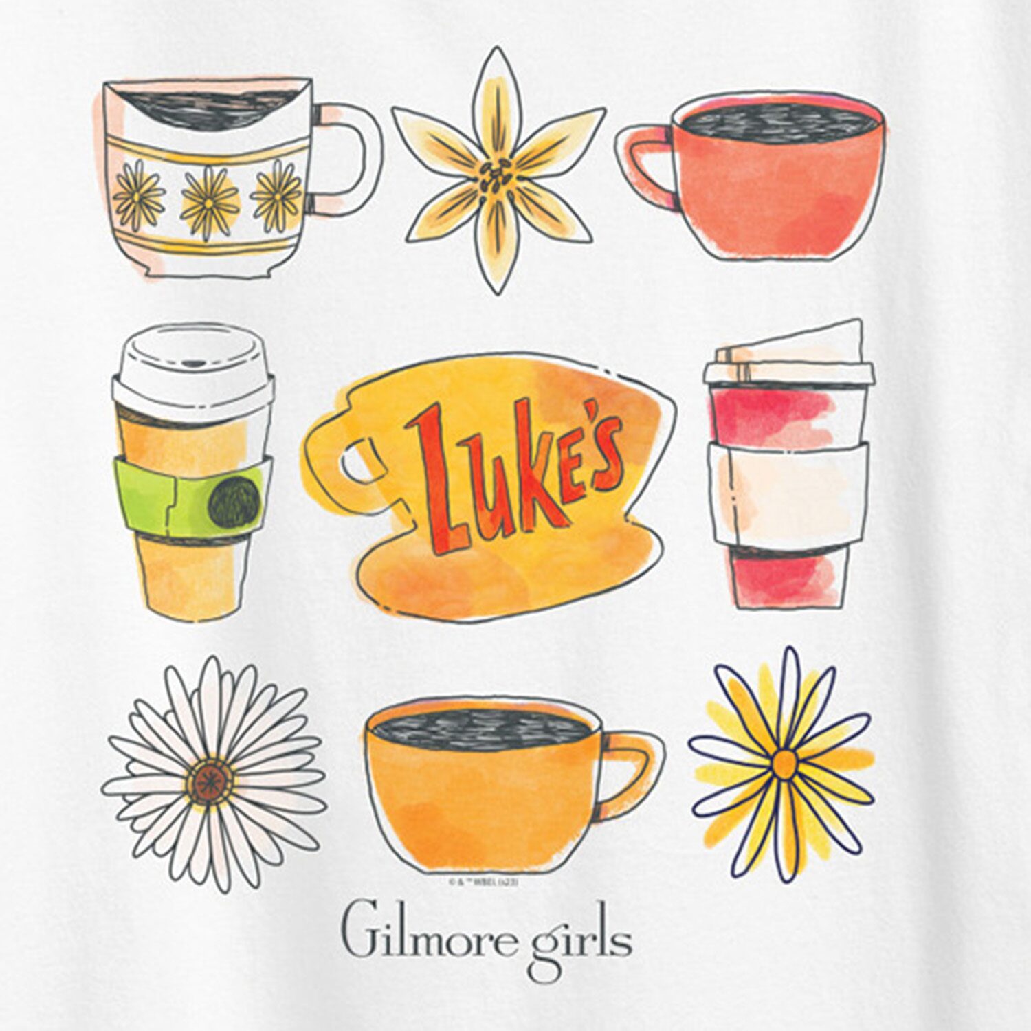 Gg Lukes Coffee Grid Womens Crew Neck Short Sleeve Regular Fit Graphic T-Shirt