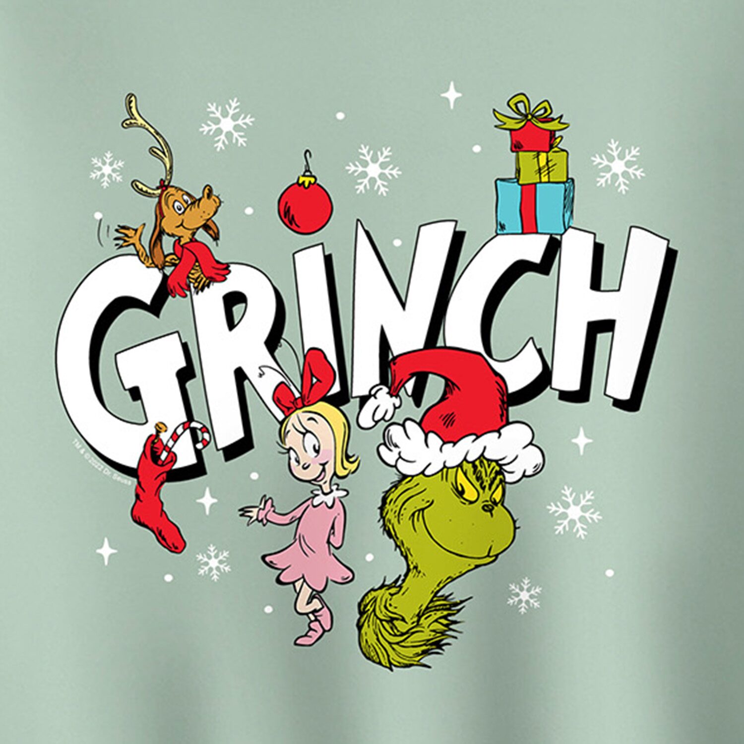 Logo Group Womens Crew Neck Long Sleeve Grinch Pullover Sweater