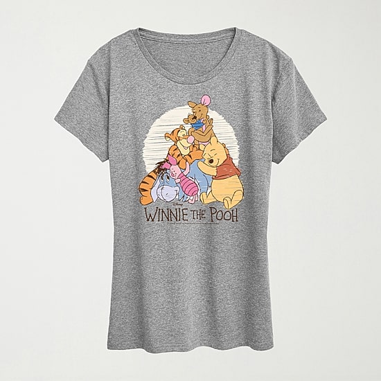 Scribble Womens Crew Neck Short Sleeve Regular Fit Winnie The Pooh Graphic T-Shirt