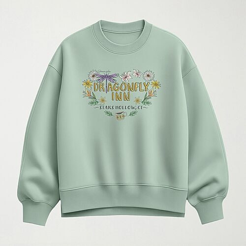 Hybrid Tees Dragonfly Inn Womens Crew Neck Long Sleeve Pullover Sweater In Green