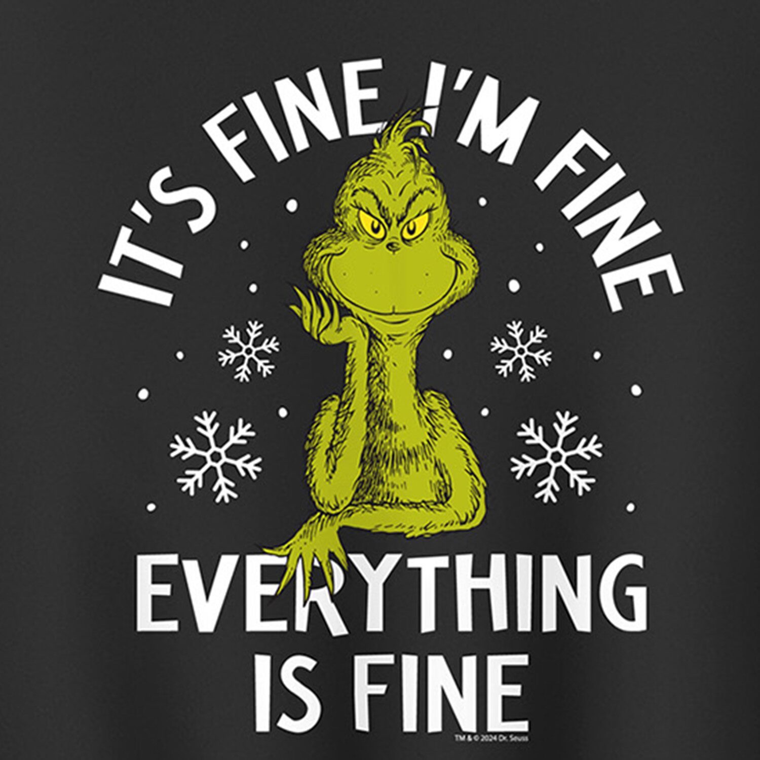 Im Fine Womens Crew Neck Long Sleeve Grinch Pullover Sweater
