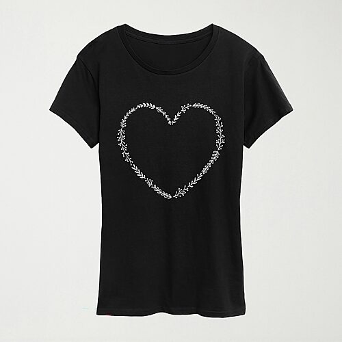 Hybrid Tees Womens Crew Neck Short Sleeve Regular Fit Graphic T-shirt In Black