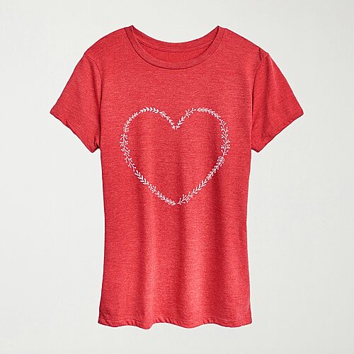 Hybrid Tees Womens Crew Neck Short Sleeve Regular Fit Graphic T-shirt In Red