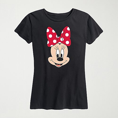 Hybrid Tees Womens Crew Neck Short Sleeve Regular Fit Minnie Mouse Graphic T-shirt In Black