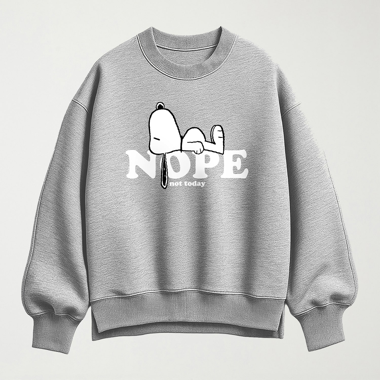 Nope Womens Crew Neck Long Sleeve Peanuts Snoopy Pullover Sweater