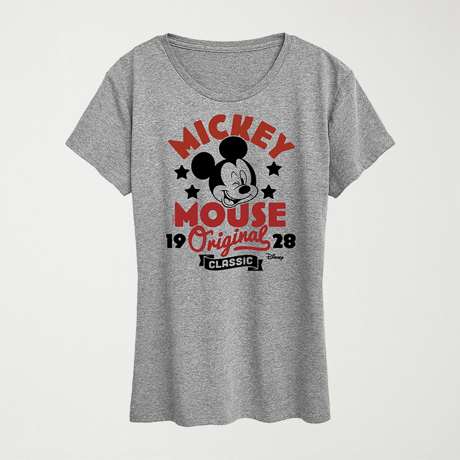 Original Badge Womens Crew Neck Short Sleeve Regular Fit Mickey Mouse Graphic T-Shirt