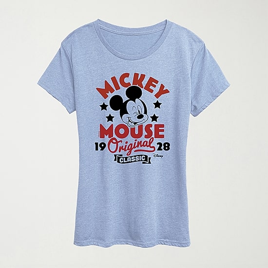 Original Badge Womens Crew Neck Short Sleeve Regular Fit Mickey Mouse Graphic T-Shirt