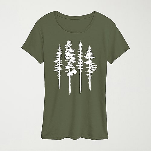 Hybrid Tees Womens Crew Neck Short Sleeve Regular Fit Graphic T-shirt In Green