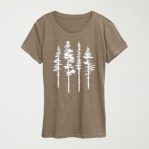 Hybrid Tees Womens Crew Neck Short Sleeve Regular Fit Graphic T-shirt In Brown