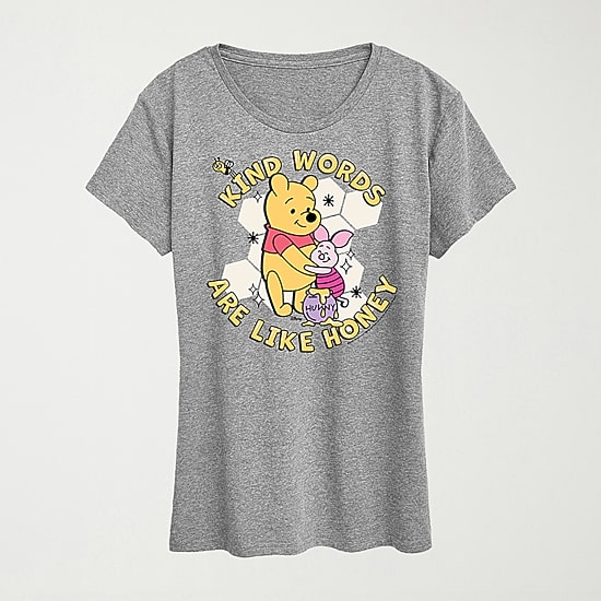 Kind Words Are Like Honey Womens Crew Neck Short Sleeve Regular Fit Winnie The Pooh Graphic T-Shirt