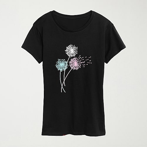 Hybrid Tees Womens Crew Neck Short Sleeve Regular Fit Graphic T-shirt In Black