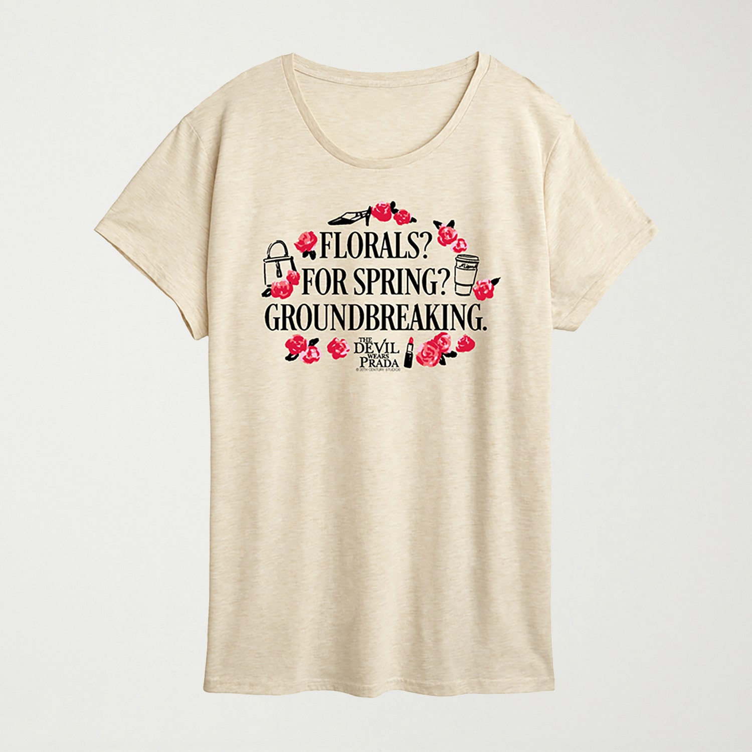 Florals For Spring Womens Crew Neck Short Sleeve Regular Fit Graphic T-Shirt