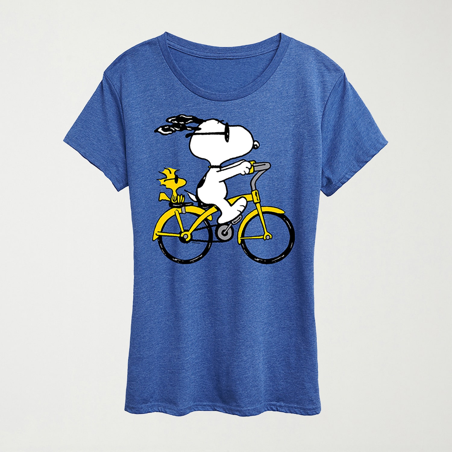 Riding Bike Womens Crew Neck Short Sleeve Regular Fit Peanuts Snoopy Graphic T-Shirt