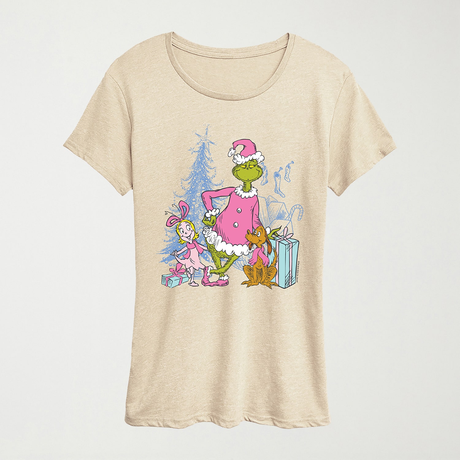 Max And Cindy Lou Womens Crew Neck Short Sleeve Regular Fit Grinch Graphic T-Shirt