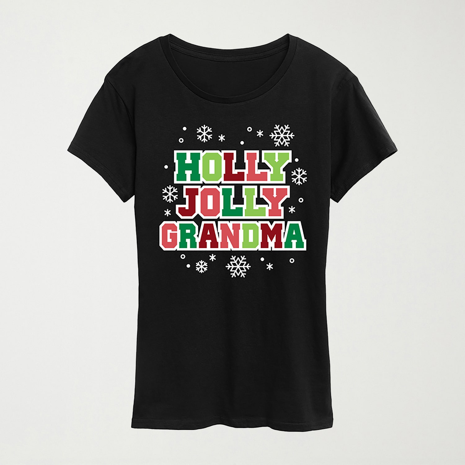 Holly Jolly Grandma Womens Crew Neck Short Sleeve Regular Fit Graphic T-Shirt