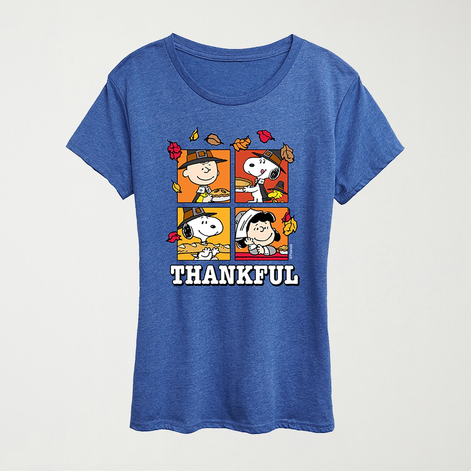 Thankfulwoodstock Womens Crew Neck Short Sleeve Regular Fit Peanuts Snoopy Graphic T-Shirt