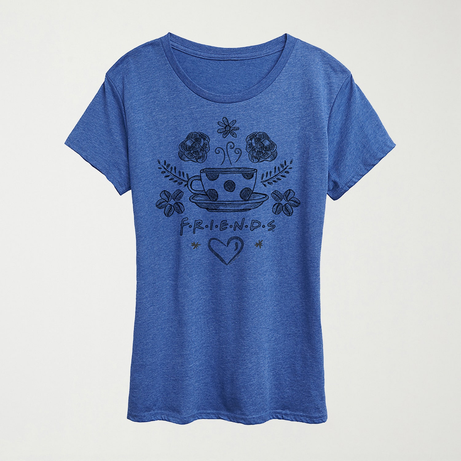 Floral Coffee Logo Womens Crew Neck Short Sleeve Regular Fit Friends Graphic T-Shirt