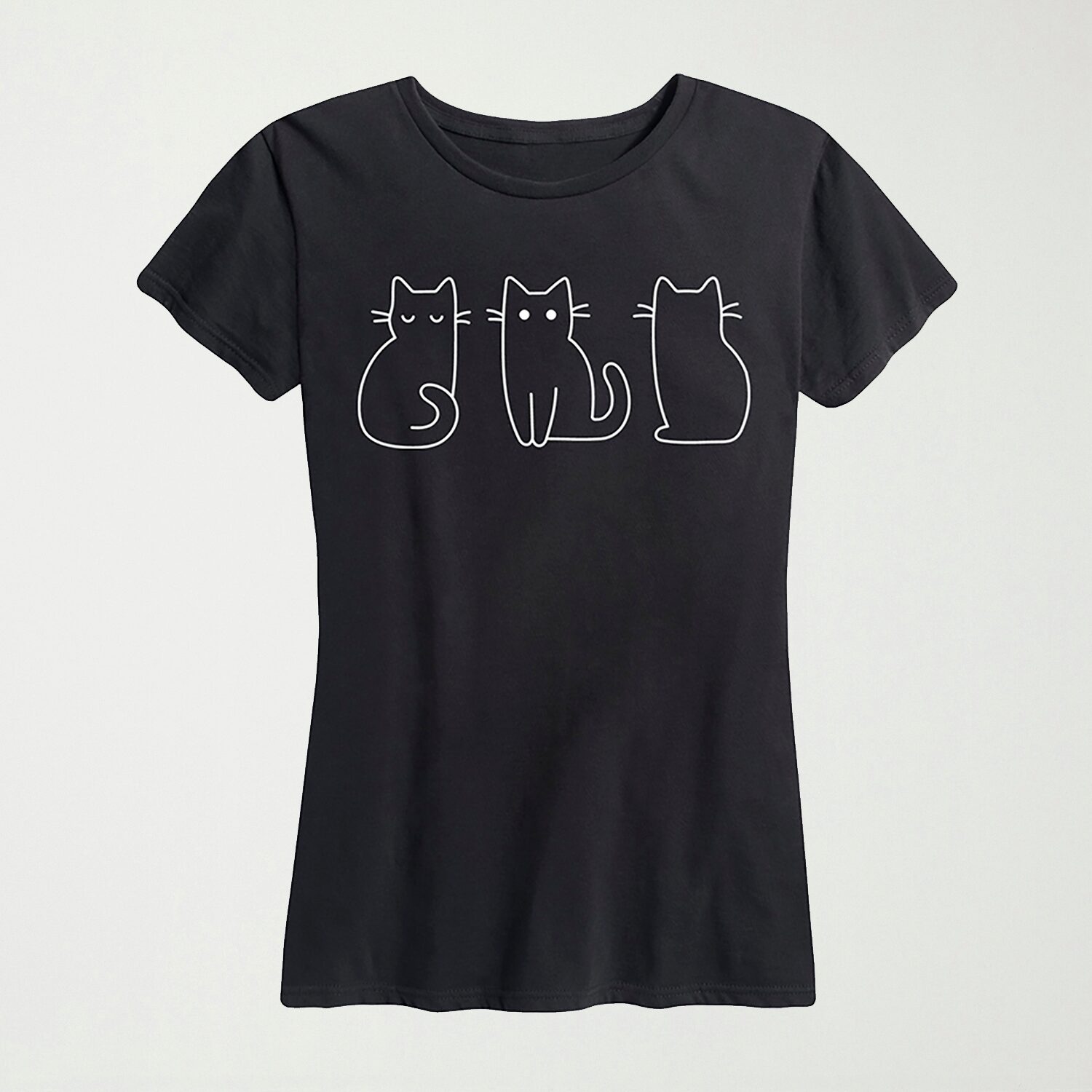 Cat Outlines Womens Crew Neck Short Sleeve Regular Fit Graphic T-Shirt