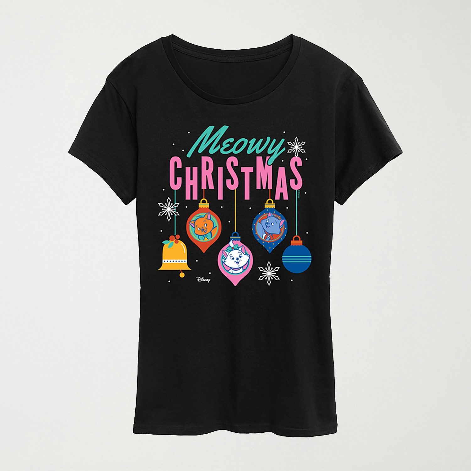 Meowy Christmas Womens Crew Neck Short Sleeve Regular Fit The Aristocats Graphic T-Shirt