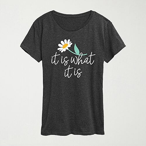 Hybrid Tees It Is What It Is Womens Crew Neck Short Sleeve Regular Fit Graphic T-shirt In Gray