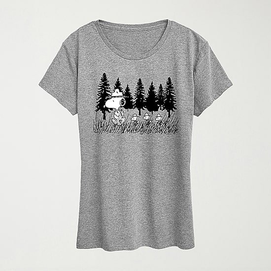 Troopping Along Womens Crew Neck Short Sleeve Regular Fit Peanuts Snoopy Graphic T-Shirt