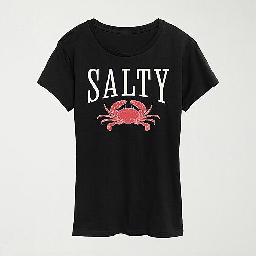 Hybrid Tees Salty Crab Womens Crew Neck Short Sleeve Regular Fit Graphic T-shirt In Black